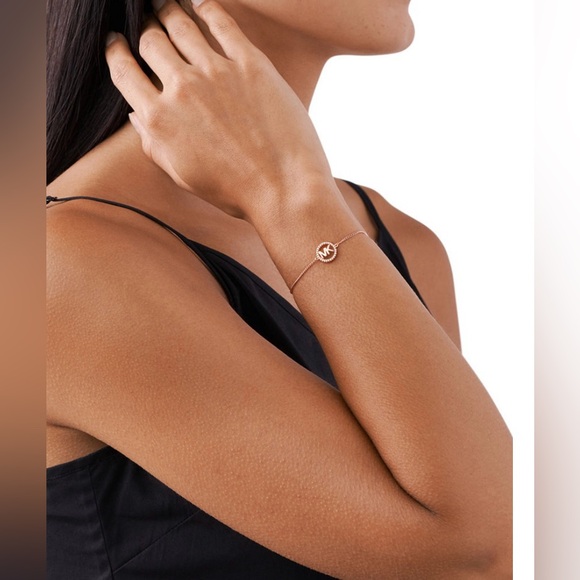 NWT! Michael Kors slider bracelet in rose gold. Pave MK logo with rhinestones - Picture 12 of 12